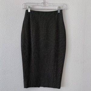 H&M black & white micro check slit pencil skirt